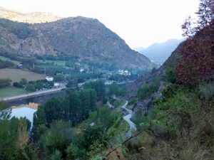 Looking back to Guingueta from the start of the climb