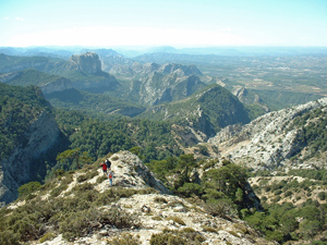 Descending from summit
