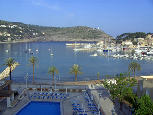 View across Puerto Soller to lighthouse