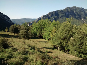 View of crags in valley leaving Oix