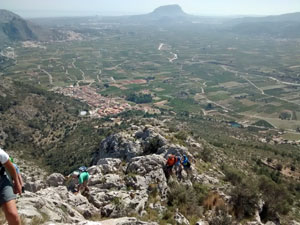 Along the narrow ridge