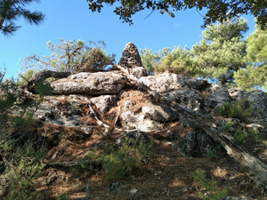 Hidden cairn on the summit of Cerro de los Pinos