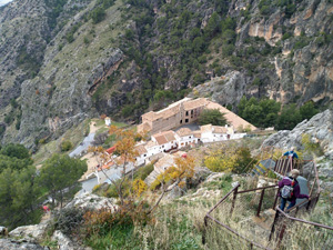 Looking down to the monastery from the castle steps