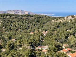 The red roofs of Les Foies towards Cullera and the sea