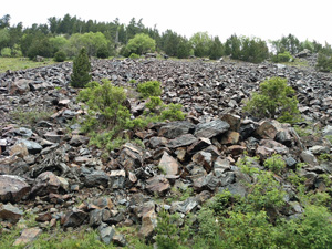 Scree slope above track