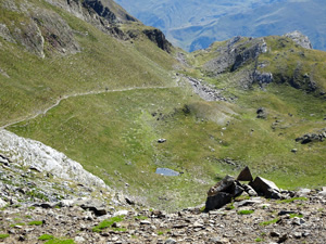 Looking down on the Pas de l'Escaleta from the Picada