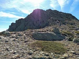 Looking back at the boulder strewn ridge