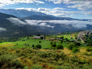 Looking back over Estamariu from our initial climb