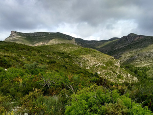 View up to our summit ridge