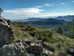 Looking over the distant Segaria towards the bulk of Montgo