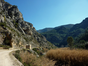The old track bed following the river