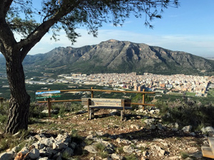 View over Tavernes to Les Tres Cruces from Mirador de la Cadira