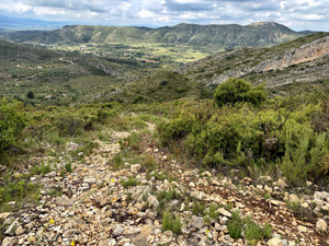 Look back along the approach towards the valley of Pinet